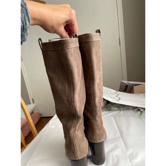 Lauren Ralph Lauren Brown Sable Sport Suede Leather Devona Tall Boot heel 9.5 - Picture 2 of 7